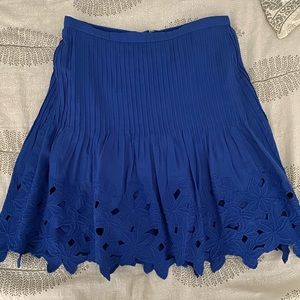 J.Crew Blue Pleated Skirt with Floral Hem